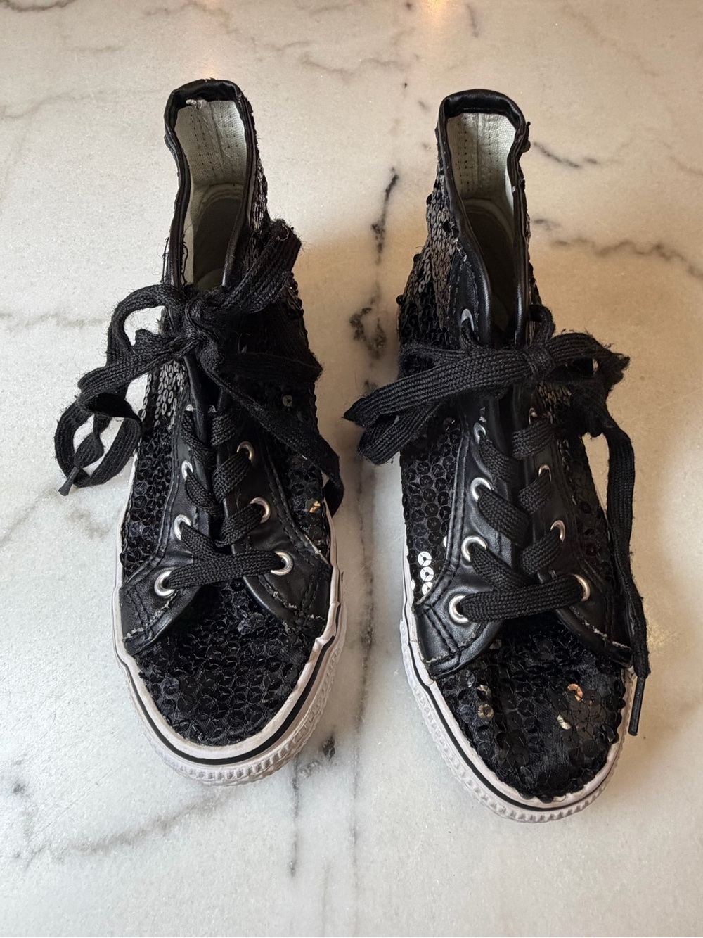 Weissman Black Sequin High-Top Kids Sneakers
